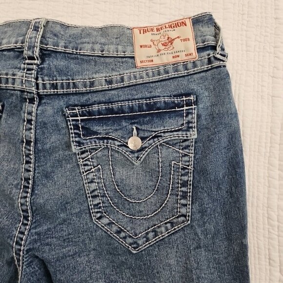 NEW True Religion Geno Big T Flap Jeans Men's 38x32 Blue Flap Relaxed Slim NWT - Picture 4 of 16